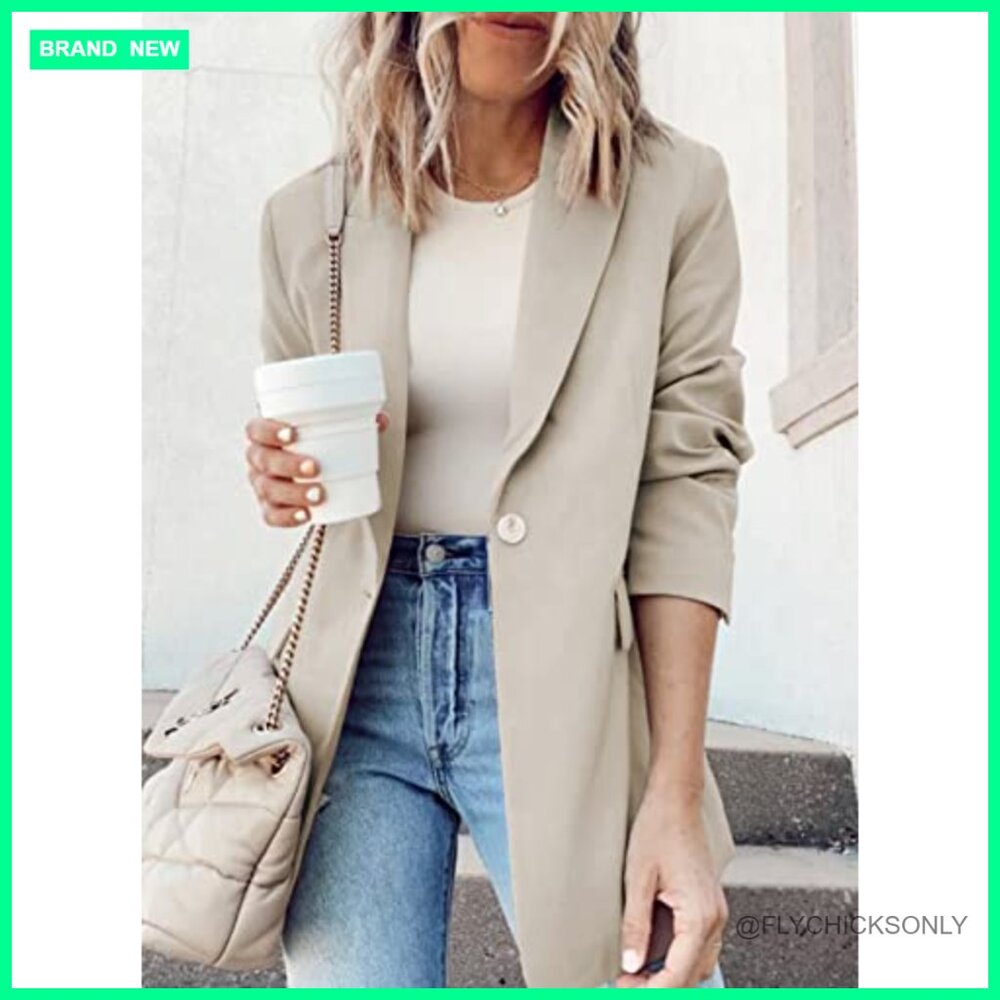 Polyester Notch Collar Blazer Jacket For Business… - image 3